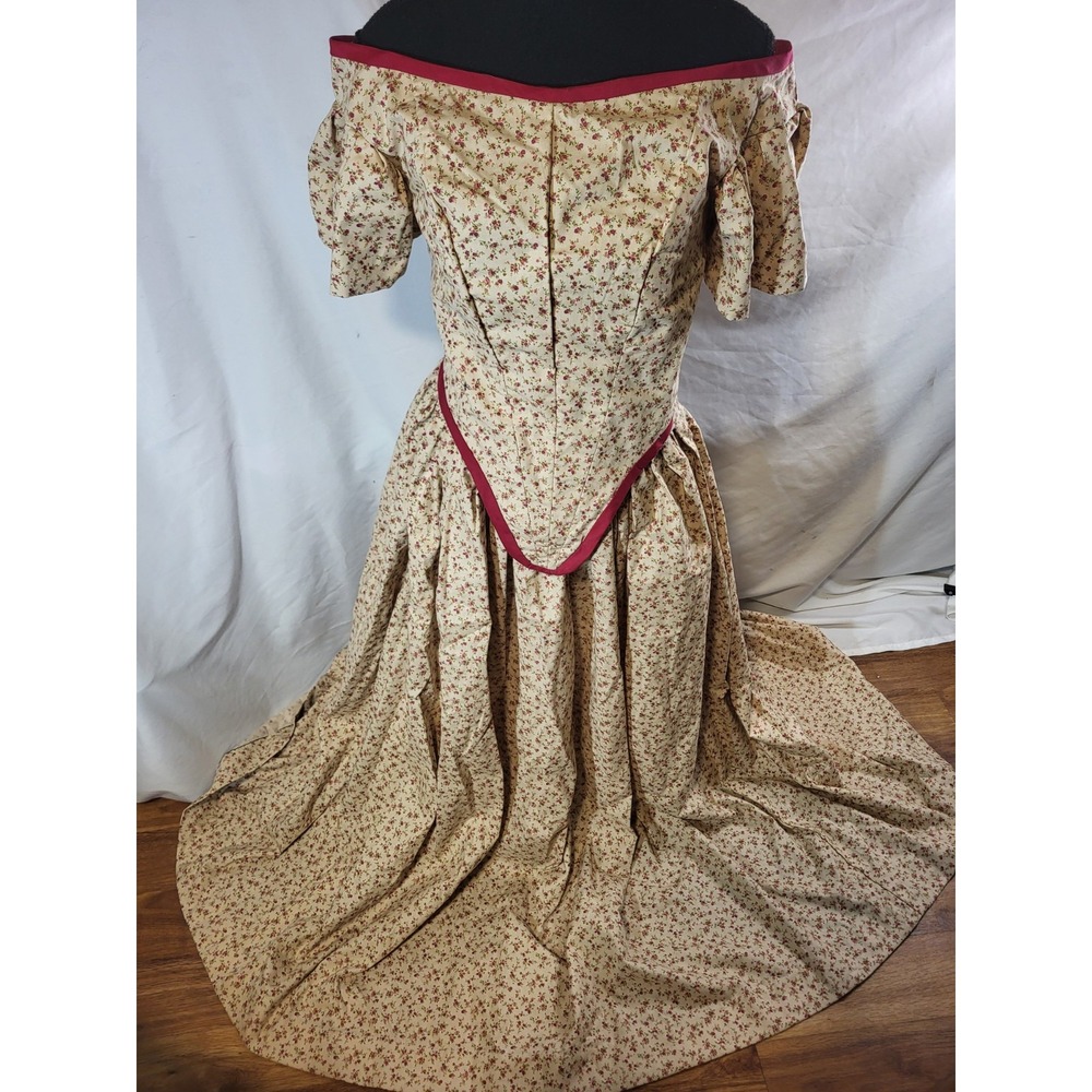 Handmade Victorian Style Prairie Cosplay Floral Dress 2 Pieces Unfinished